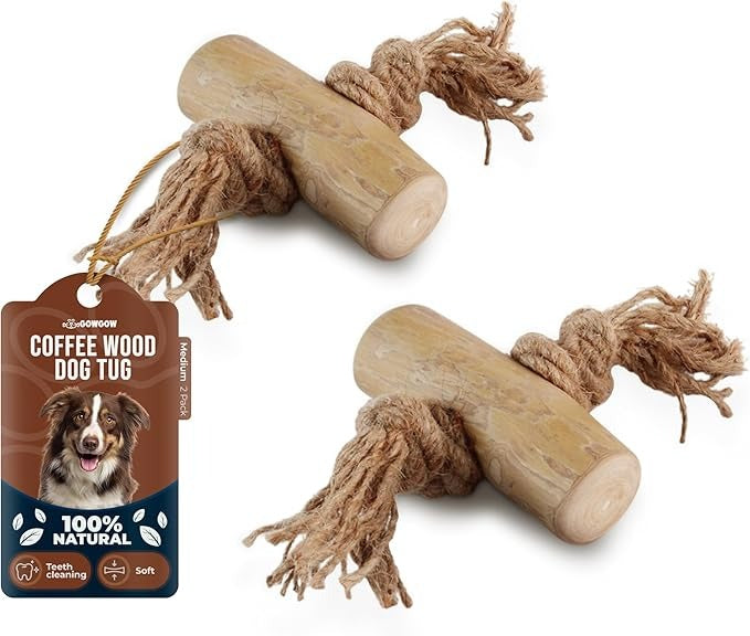 2 Pack Coffee Wood Tug for Dogs - Gowgow Store