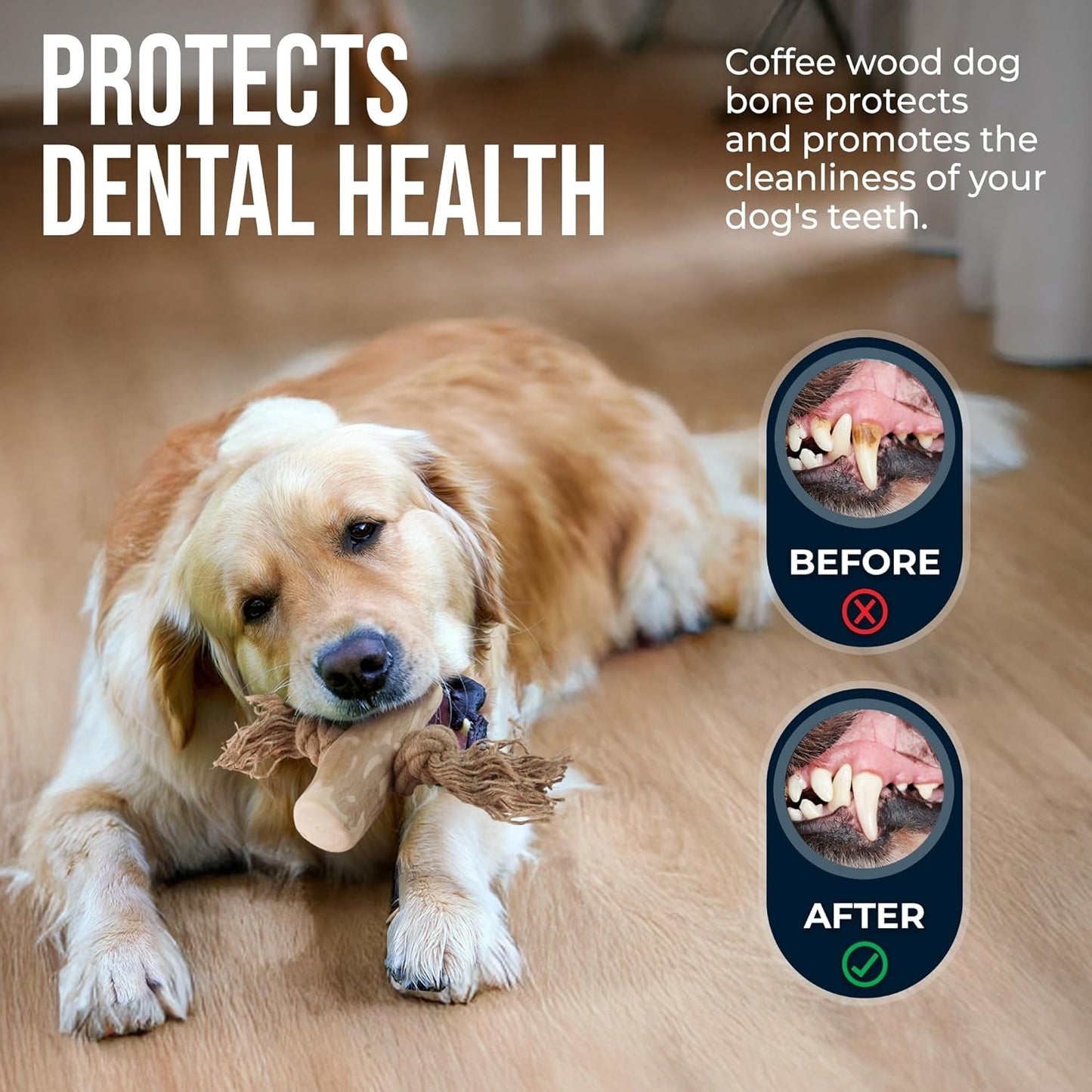 2 Pack Coffee Wood Tug for Dogs