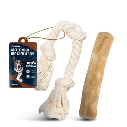 Combo Real Coffee Dog Wood Chew, Rope Toy