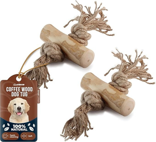 2 Pack Coffee Wood Tug for Dogs - Gowgow Store
