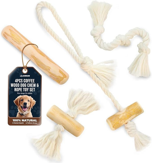 4 Pack Real Coffee Wood Stick for Dogs 15-40 lbs - GowGow Store