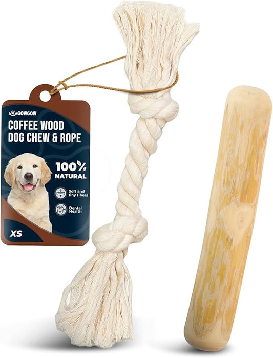 Combo Real Coffee Dog Wood Chew, Rope Toy - GowGow Sotre