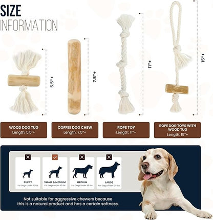 4 Pack Real Coffee Wood Stick for Dogs 15-40 lbs