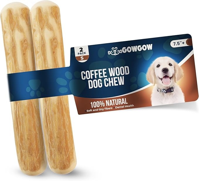 Coffee Wood Dog Chew Stick, 2 Pack Size Small, Dog Teeth Cleaning & Relieve Stress, Organic Toys