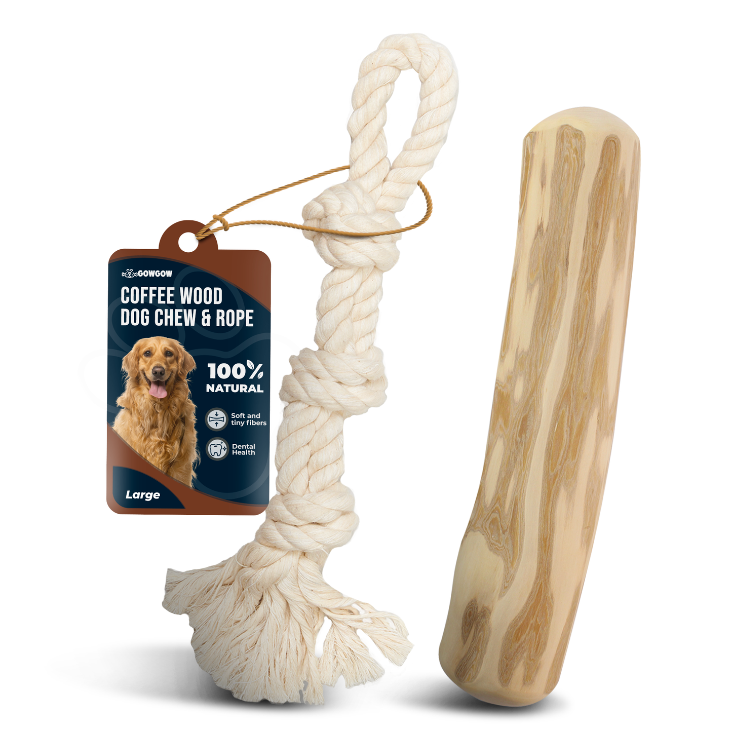 Combo Real Coffee Dog Wood Chew, Rope Toy