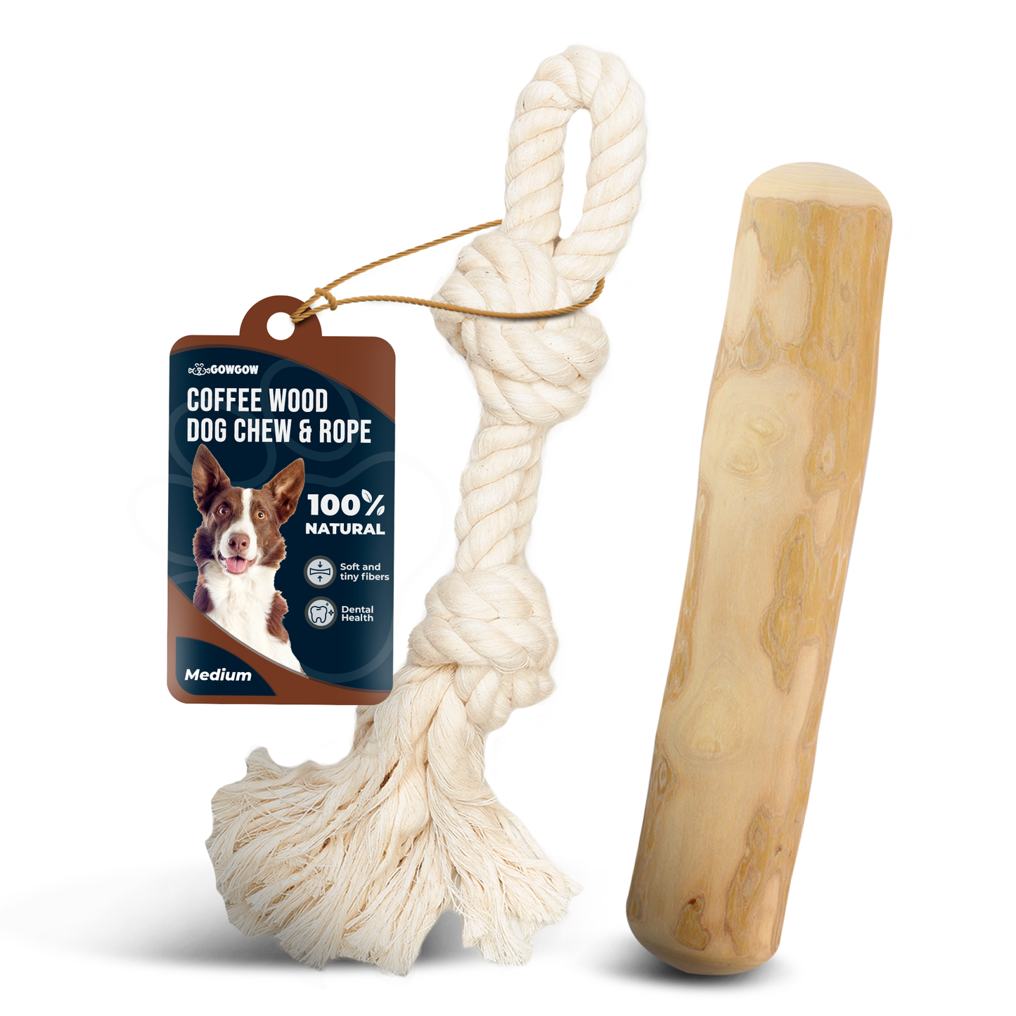 Combo Real Coffee Dog Wood Chew, Rope Toy