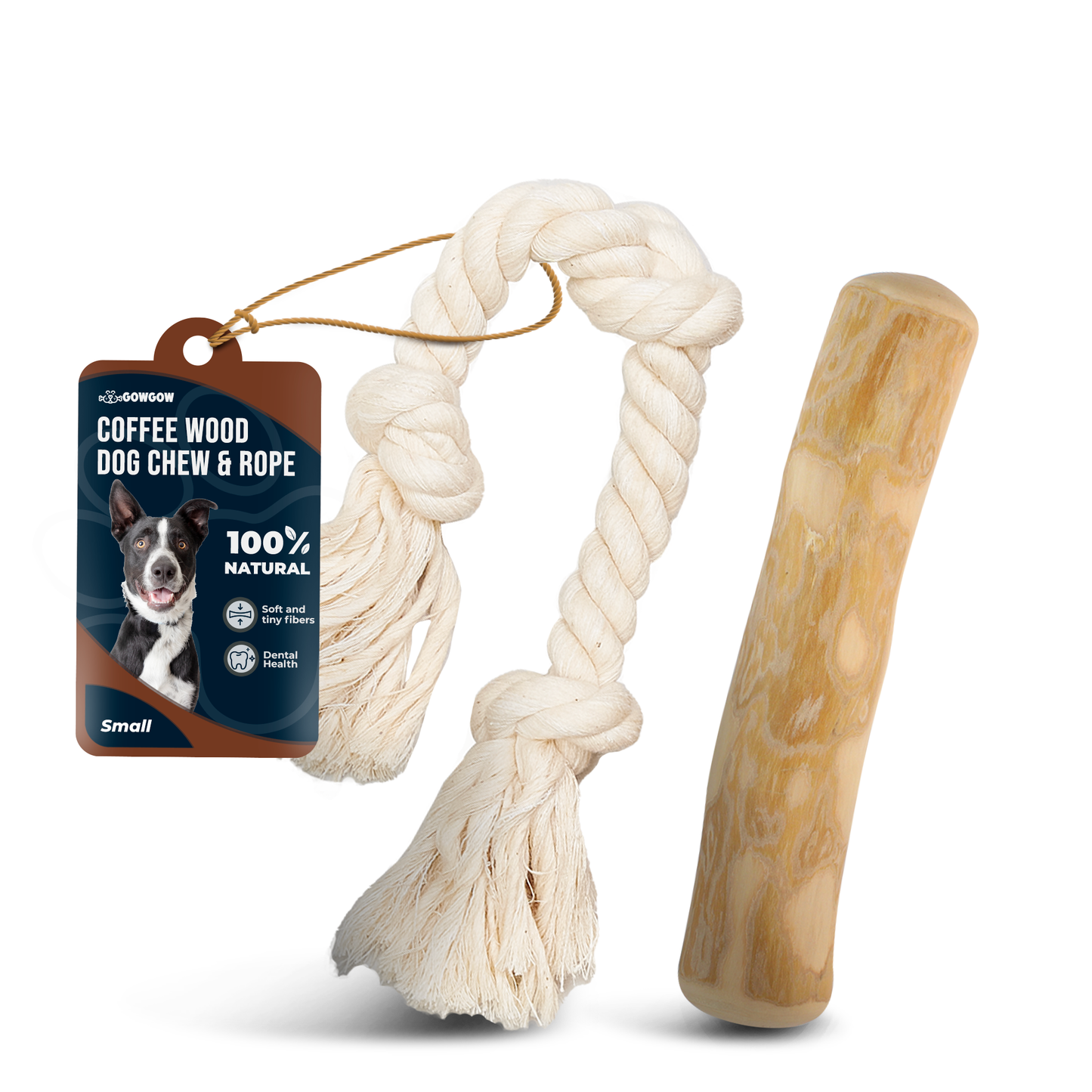 Combo Real Coffee Dog Wood Chew, Rope Toy