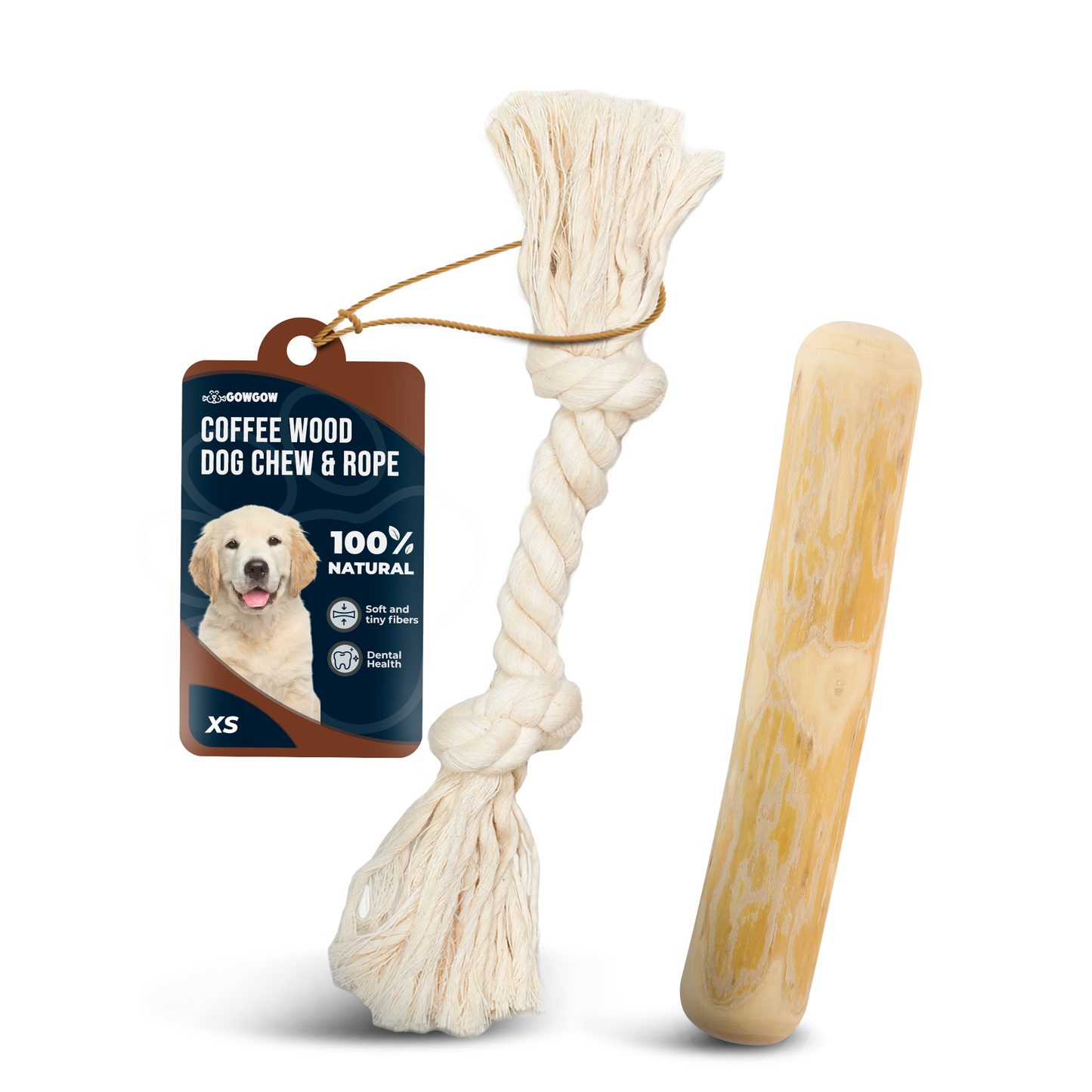 Combo Real Coffee Dog Wood Chew, Rope Toy