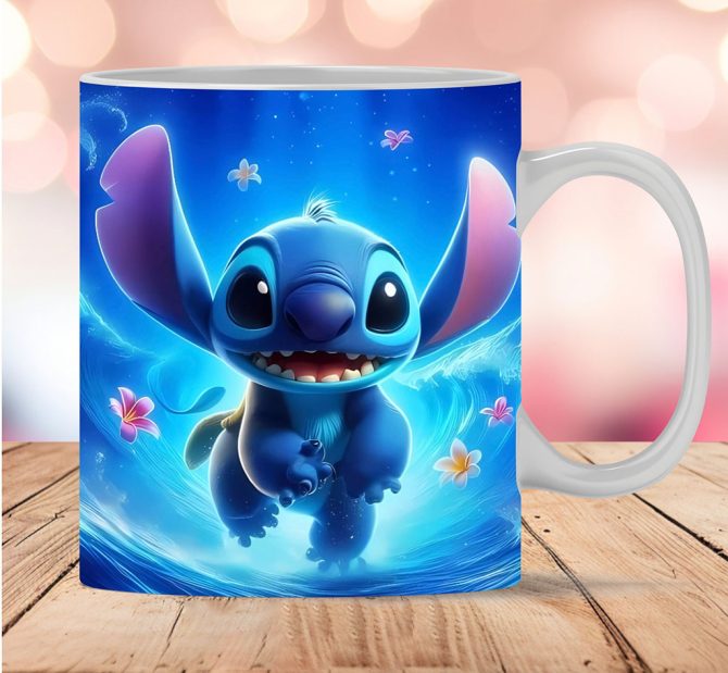 3D Cute Stitch In Sea Mug, 3D Stitch Blue Mug, Mug 11Oz And 15Oz Stitch Mug