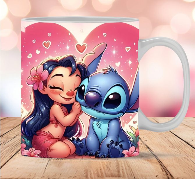 3D Love Lilo And Stitch Mug, 3D Lilo Mug, Mug 11Oz And 15Oz Stitch Mug