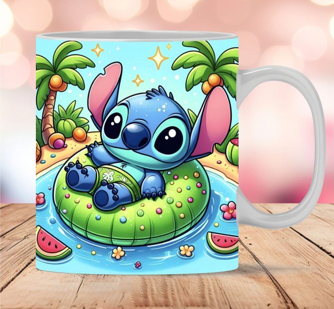 3D Cute Stitch Summer Fruits Mug, 3D Stitch Mug, Mug 11Oz And 15Oz Stitch Mug,