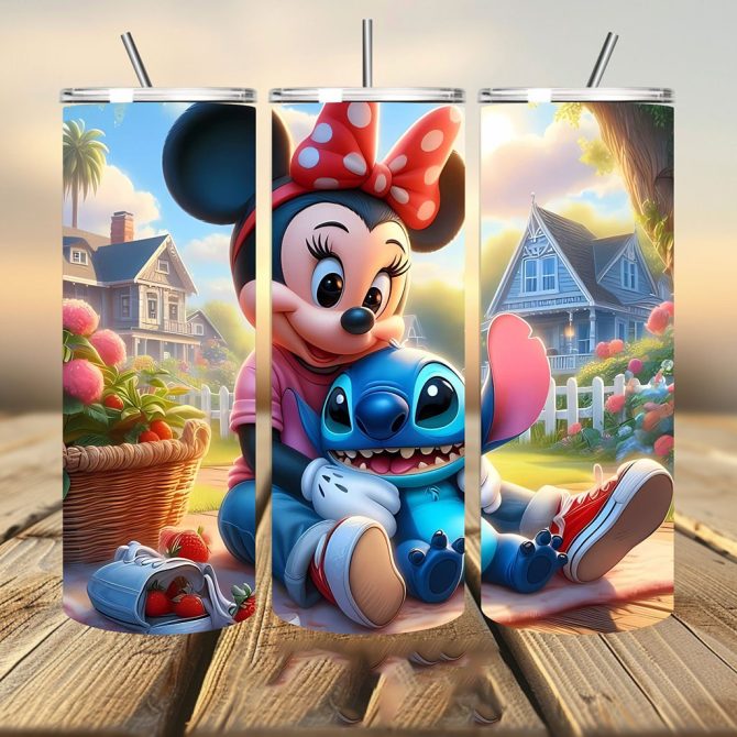 3D Stitch Love Minnie Tumbler, Minnie Tumbler, 20Oz Skinny Straight & Tapered Stitch Tumbler