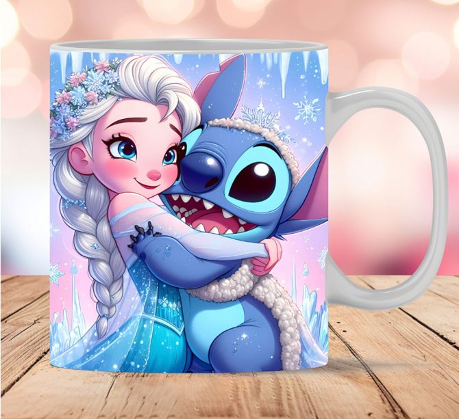 3D Elsa Love Stitch Mug, 3D Stitch Mug, Mug 11Oz And 15Oz Frozen Mug