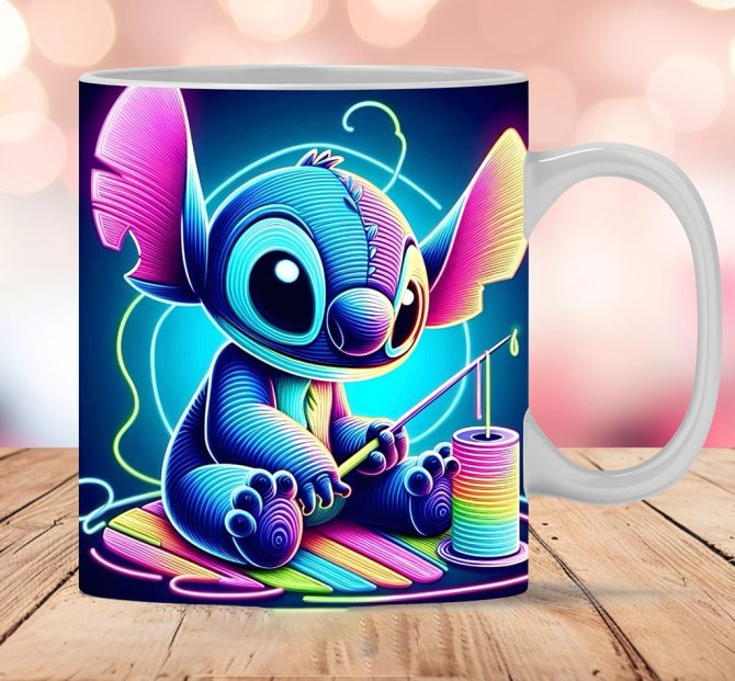 3D Cute Stitch Toy Mug, 3D Stitch Neon Mug, Mug 11Oz And 15Oz Stitch Mug