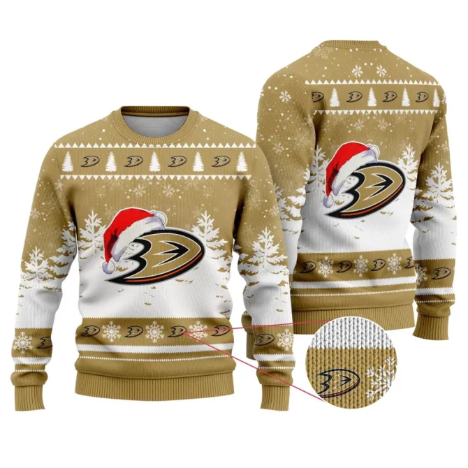 NHL Anaheim Ducks Personalized Name Christmas Design Ugly Sweater ST2301