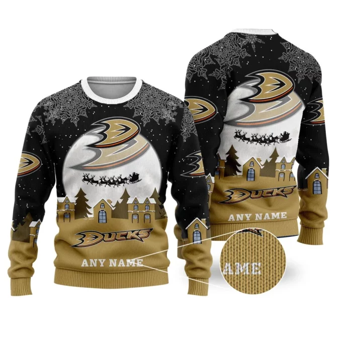 NHL Anaheim Ducks Personalized Name Christmas Ugly Sweater Design ST2306