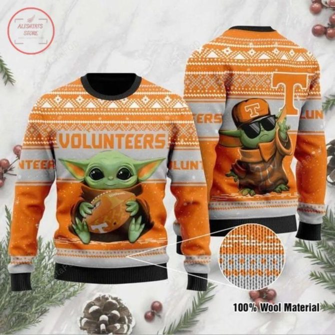 Baby Yoda Tennessee Volunteers Ugly Christmas Sweater, NCAA Christmas Sweater