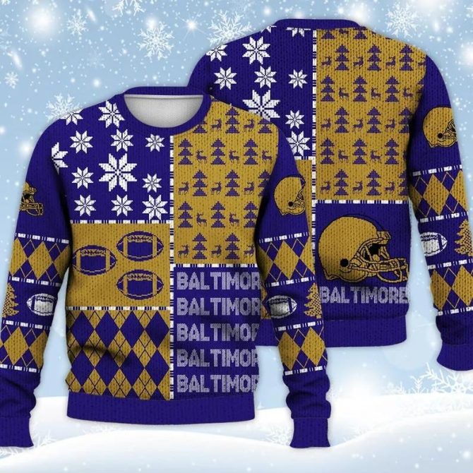 Baltimore Ravens Ugly Christmas Sweater, NFL Christmas Sweater