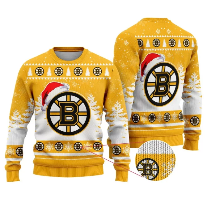 NHL Boston Bruins Personalized Name Christmas Design Ugly Sweater ST2301