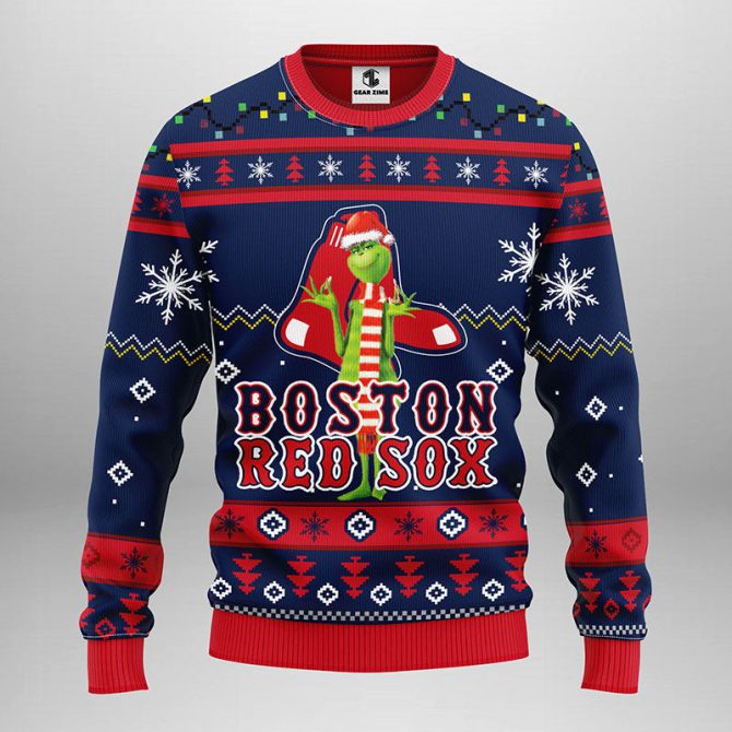 Boston Red Sox Grinch Ugly Christmas Sweater, Grinch Xmas Sweater