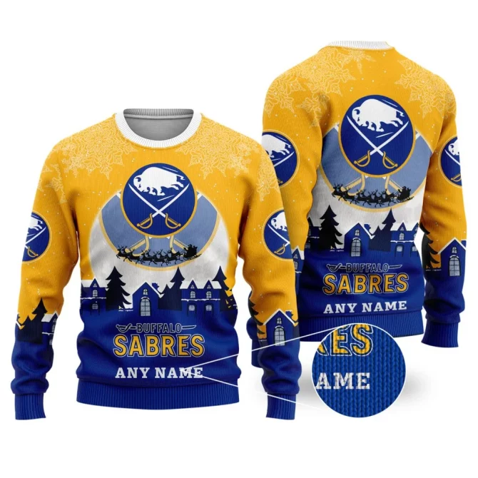 NHL Buffalo Sabres Personalized Name Christmas Ugly Sweater Design ST2306