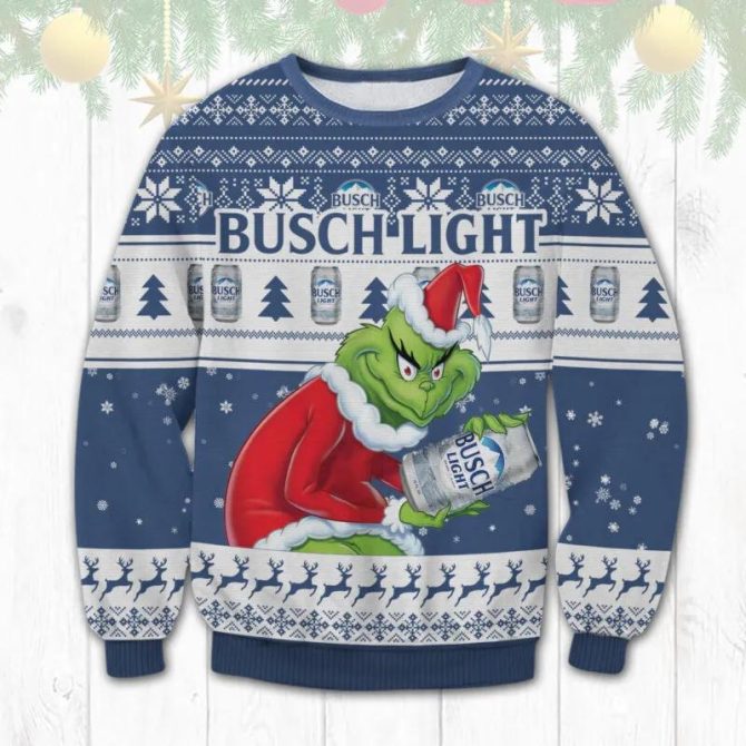 Busch Light Grinch Stolen Ugly Sweater, Grinch Holiday Sweater