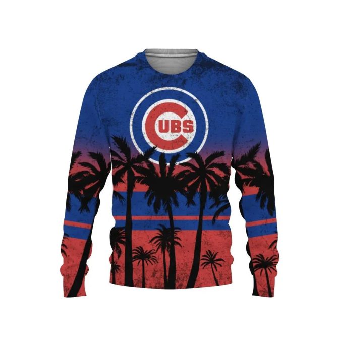 Chicago Cubs Tree Beach Ugly Christmas Sweater, MLB Christmas Sweater