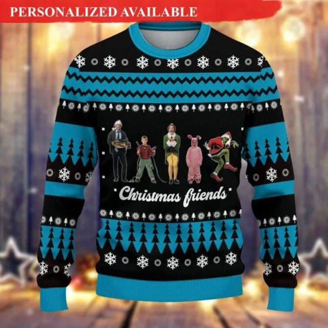 Christmas Friends Elf Home Alone Grinch Christmas Ugly Sweater, Grinch Holiday Sweater