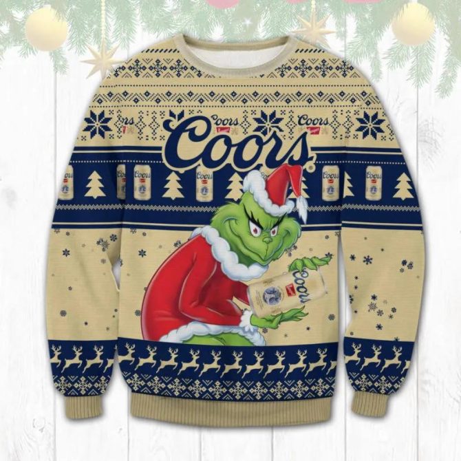 Coors Banquet Grinch Stolen Ugly Sweater, Grinch Holiday Sweater
