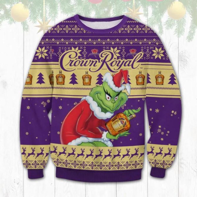 Crown Royal Grinch Stolen Ugly Sweater, Grinch Holiday Sweater