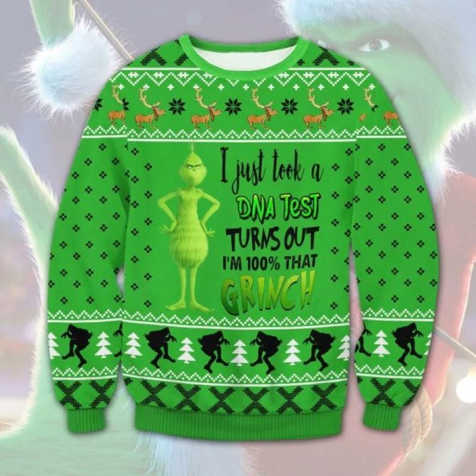 DNA Grinch Ugly Christmas Sweater, Grinch Holiday Sweater