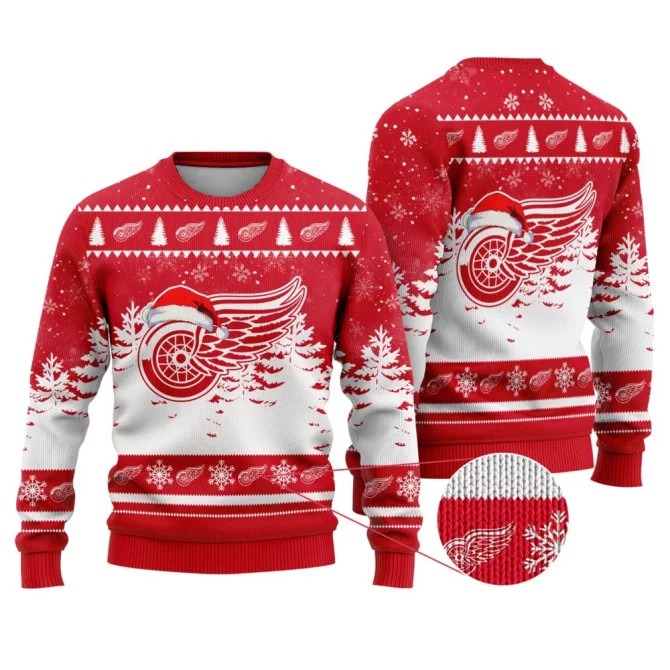 NHL Detroit Red Wings Personalized Name Christmas Design Ugly Sweater ST2301
