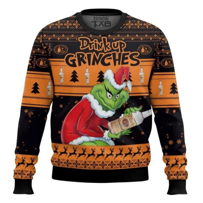 Drink Up Grinches Stolen Tito?s Ugly Sweater, Grinch Holiday Sweater