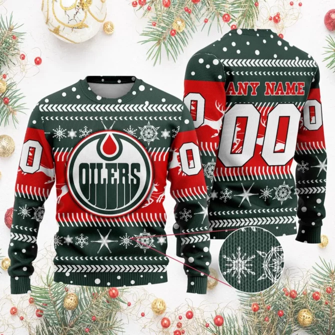 NHL Edmonton Oilers | Personalized Name &amp; Number Unisex Sweater For Christmas Season