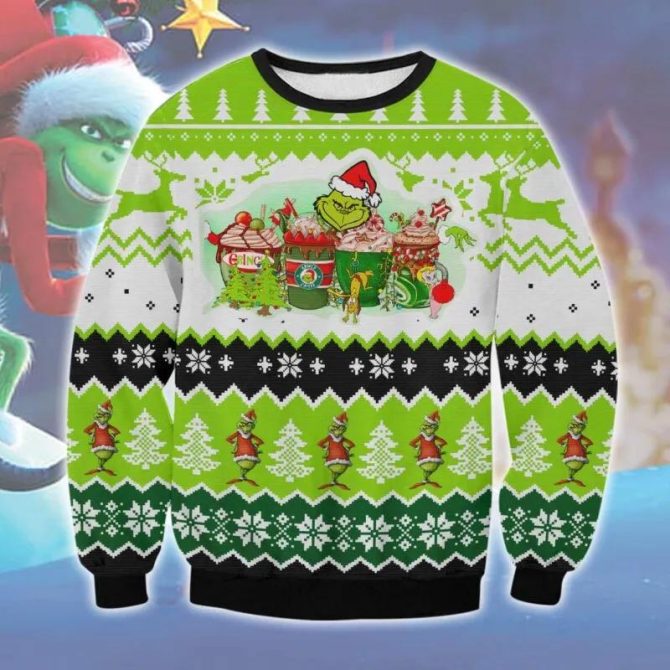 Grinch Coffee Ugly Sweater, Grinch Holiday Sweater