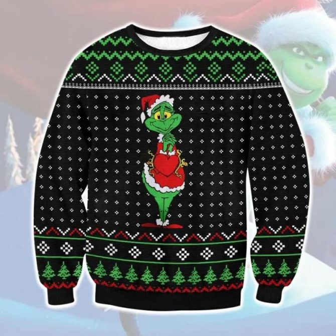 Grinch Cute Ugly Christmas Sweater, Grinch Holiday Sweater