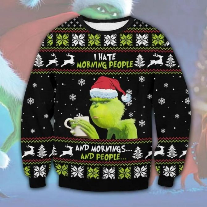 Grinch I Hate People Ugly Christmas Sweater, Grinch Holiday Sweater