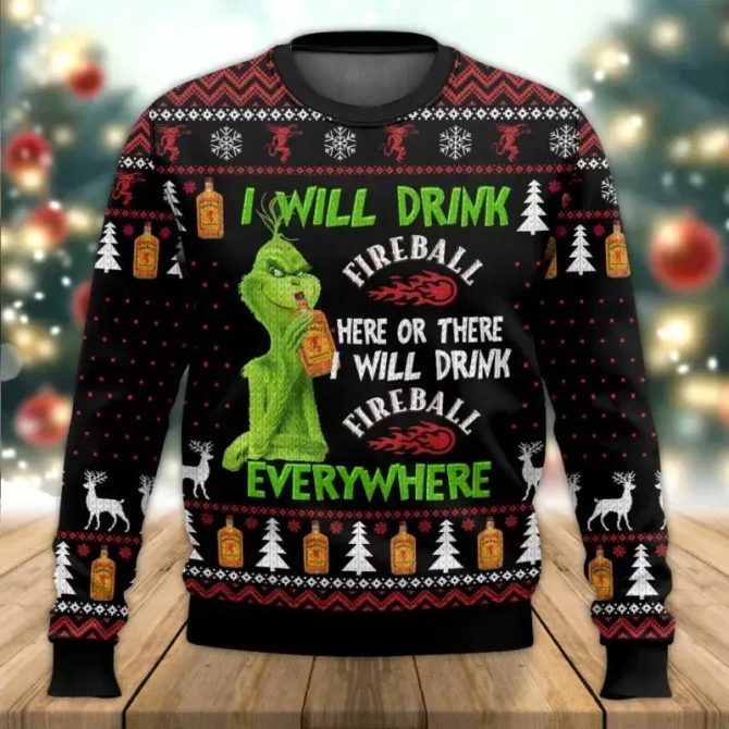Grinch I Will Drink Tito?s Everywhere Ugly Christmas Sweater, Grinch Holiday Sweater