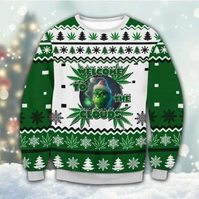 Grinch Weed Ugly Sweater, Grinch Holiday Sweater
