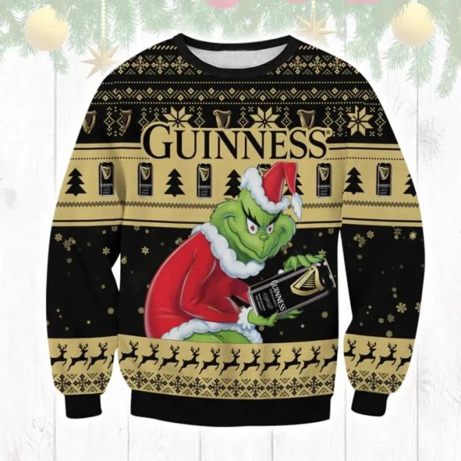Guinness Grinch Stolen Ugly Sweater, Grinch Holiday Sweater