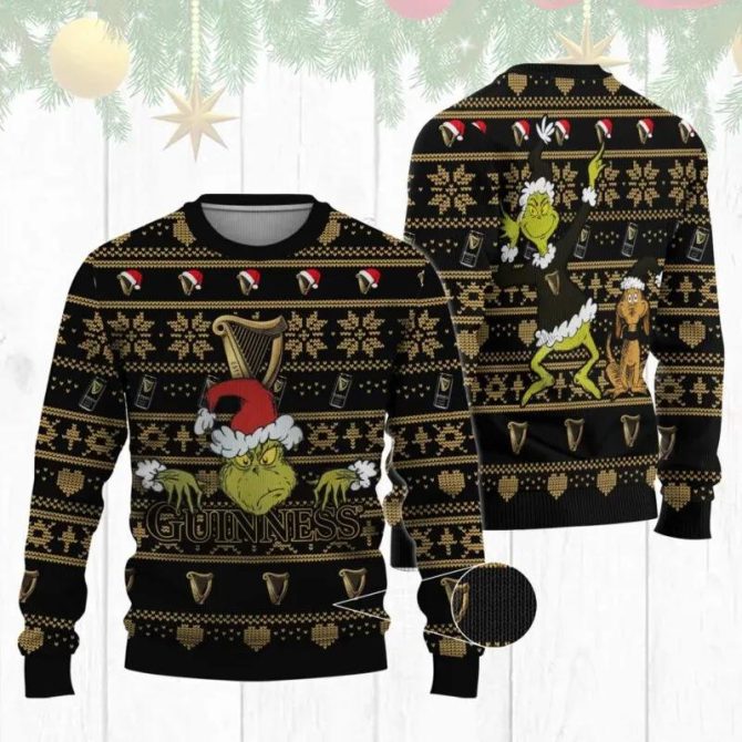 Guinness Grinch Ugly Sweater, Grinch Holiday Sweater