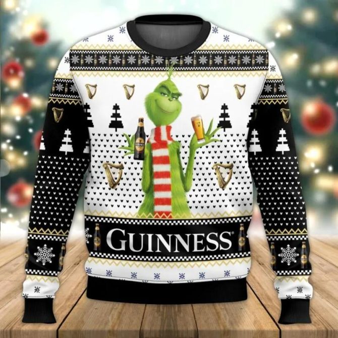 Guinness The Grinch Ugly Sweater, Grinch Holiday Sweater