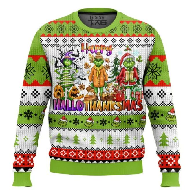 Happy Hallothanksmas ? The Grinch Ugly Sweater, Grinch Holiday Sweater
