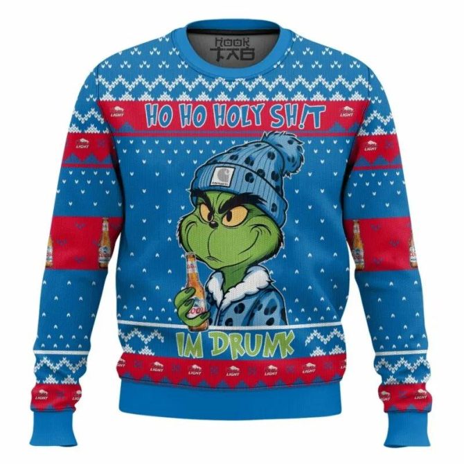 Ho Ho Holy Sh!t Im Drunk Coors Light Grinch Ugly Sweater, Grinch Holiday Sweater