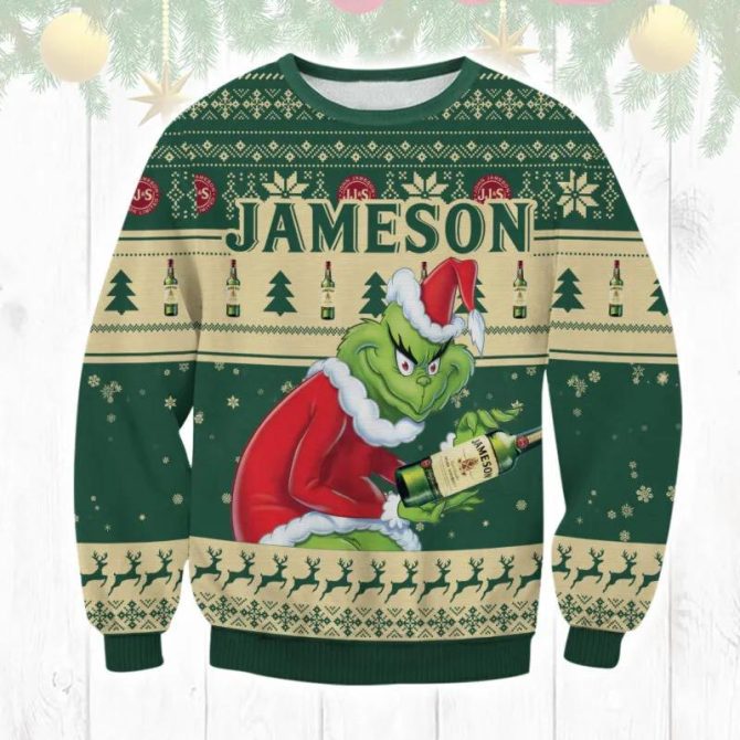 Jameson Grinch Ugly Christmas Sweater, Grinch Holiday Sweater