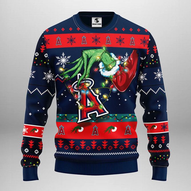 Los Angeles Angels Grinch Ugly Christmas Sweater, Grinch Xmas Sweater