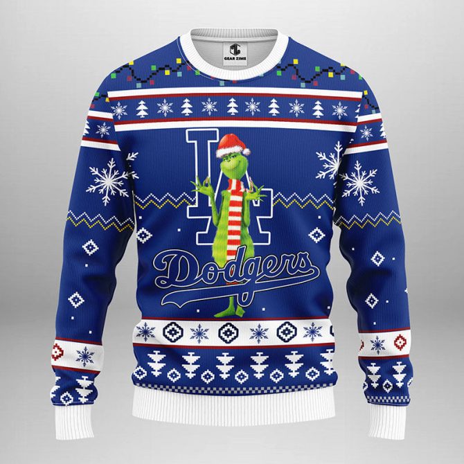 Los Angeles Dodgers Funny Grinch Ugly Christmas Sweater, Grinch Xmas Sweater