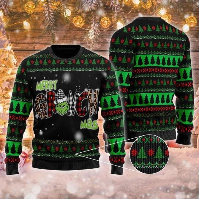 Merry Grinch Mas Christmas Wool ? Ugly Knitted Sweater, Grinch Holiday Sweater