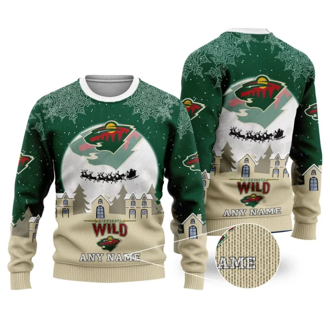 NHL Minnesota Wild Personalized Name Christmas Ugly Sweater Design ST2306