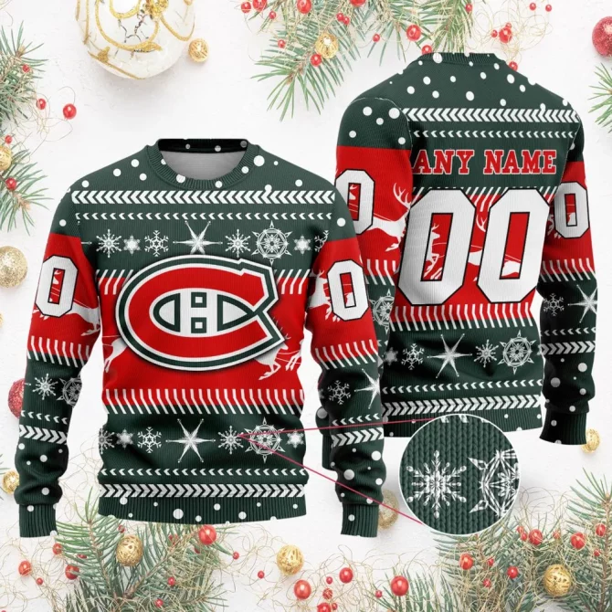 NHL Montreal Canadiens | Personalized Name &amp; Number Unisex Sweater For Christmas Season